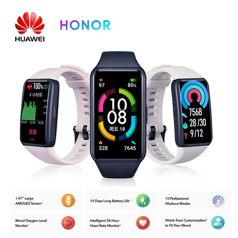 

Смарт-часы Huawei HONOR Band 6 с пульсометром и оксиметром