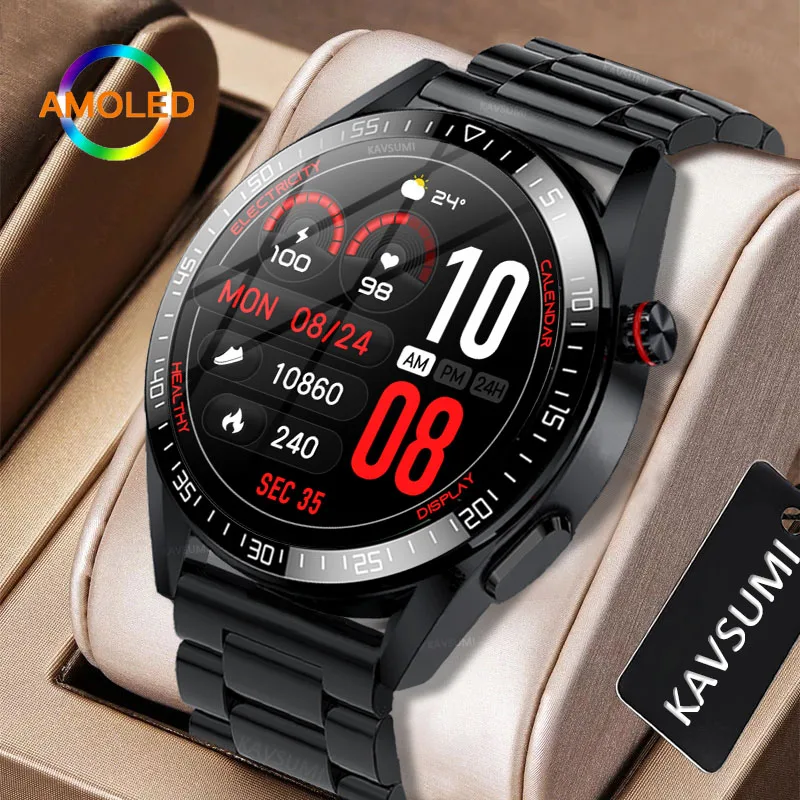 

Smart Watch Mens 8G Memory Local Music Player 454*454 AMOLED Screen Bluetooth Call Sports Man Smartwatch for Samsung Huawei Ios