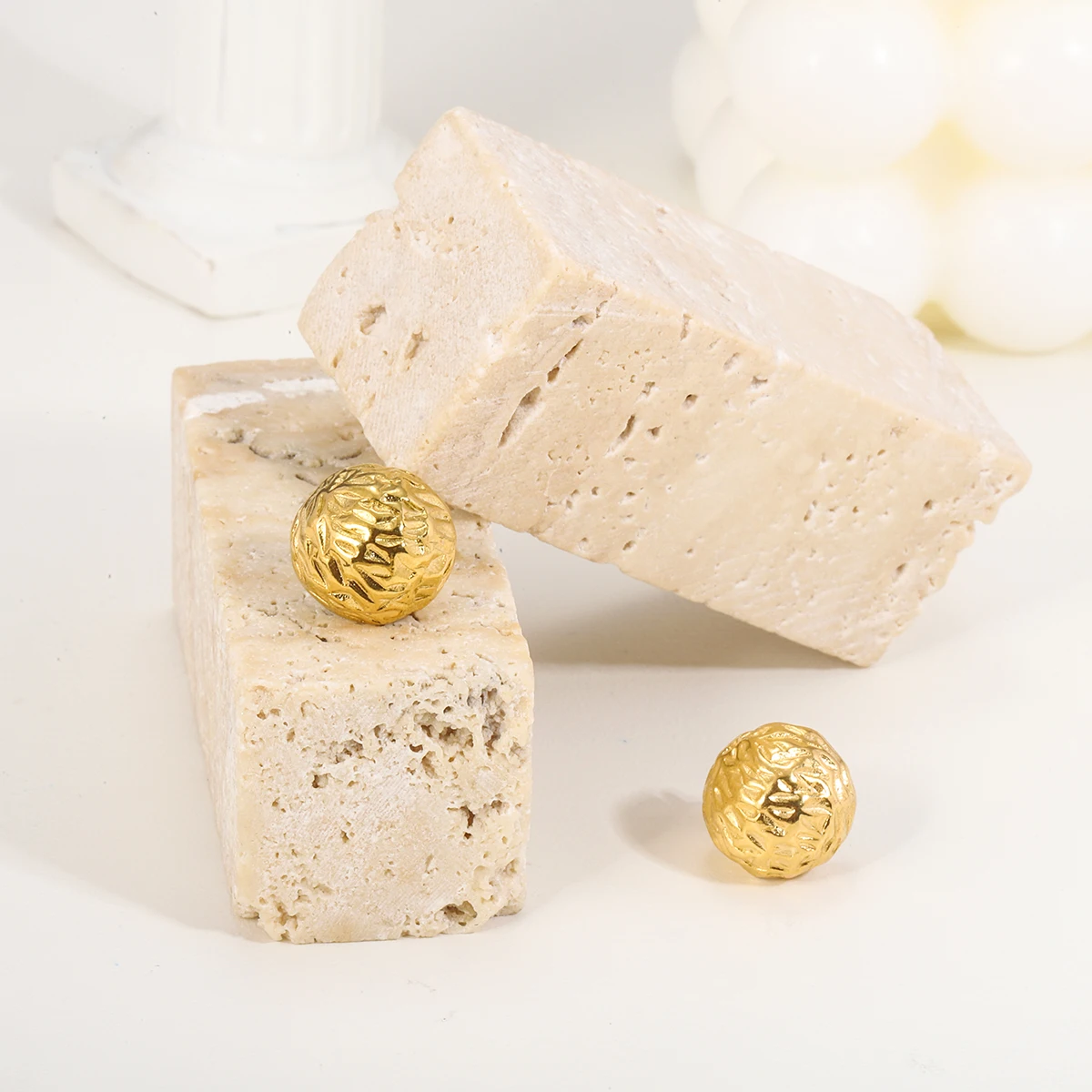 Гипоаллергенные позолоченные серьги из нержавеющей стали в стиле