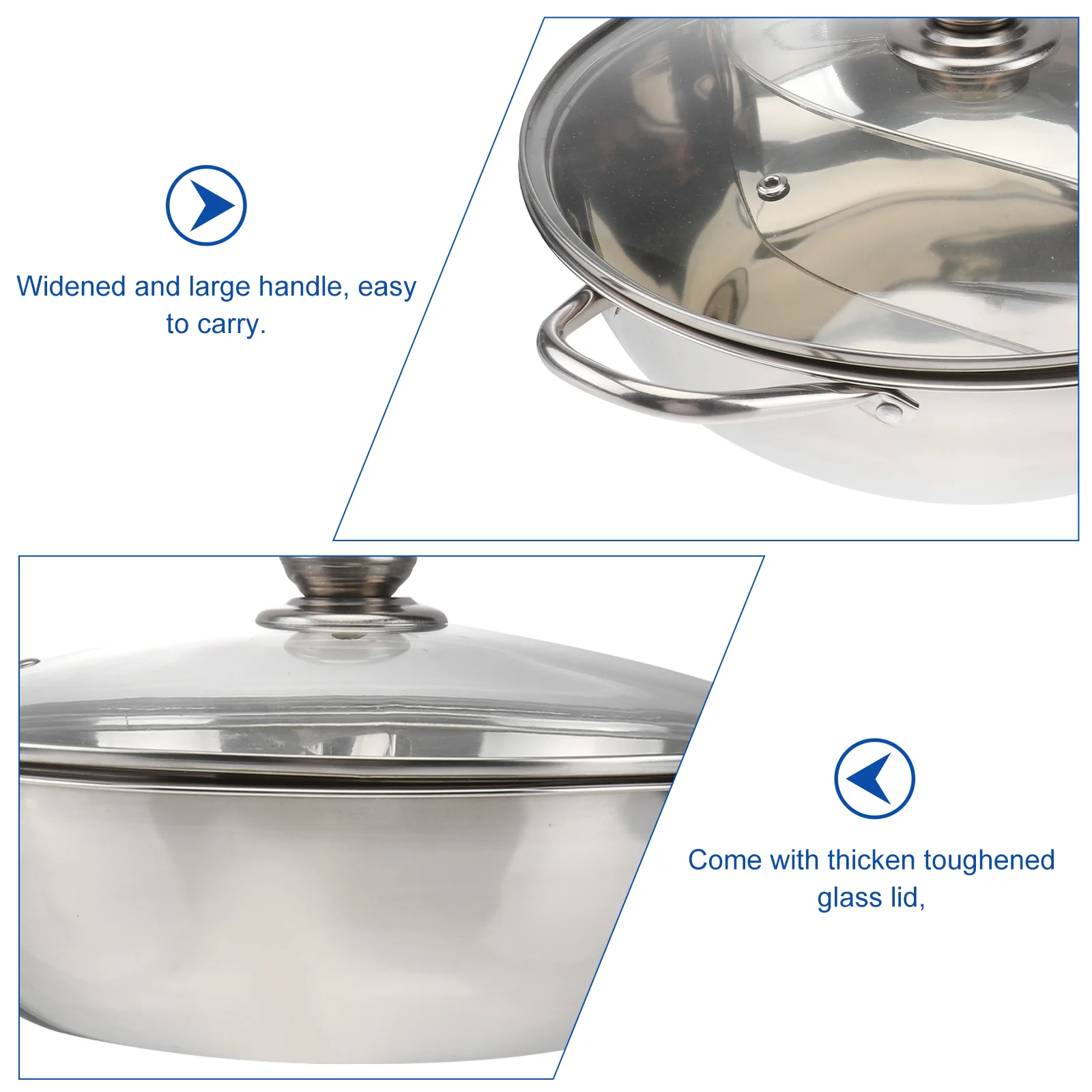 

Divider Hot Pot Shabu Pot: Stainless Steel Divided Pot with Lid 30cm for Induction Cooktop Gas Stove Dual Sided Soup Cookware