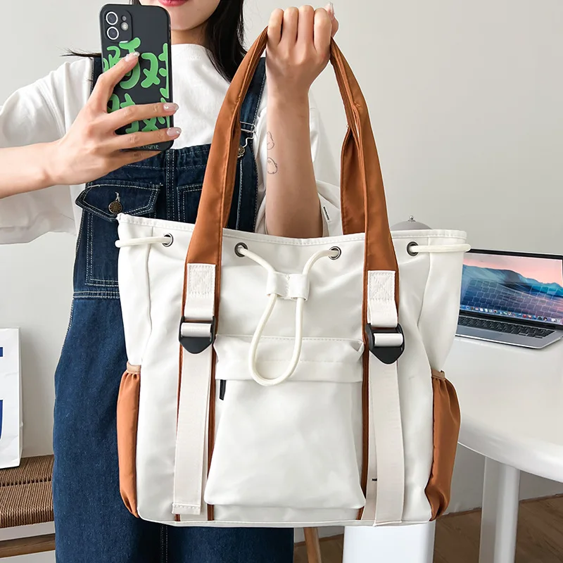

New Ulzzang Fashion Shoulder Bag Women 2023 Nylon Big Bag Ladies Handbags Student Book Bag Large-capacity Tote Crossbody Bag