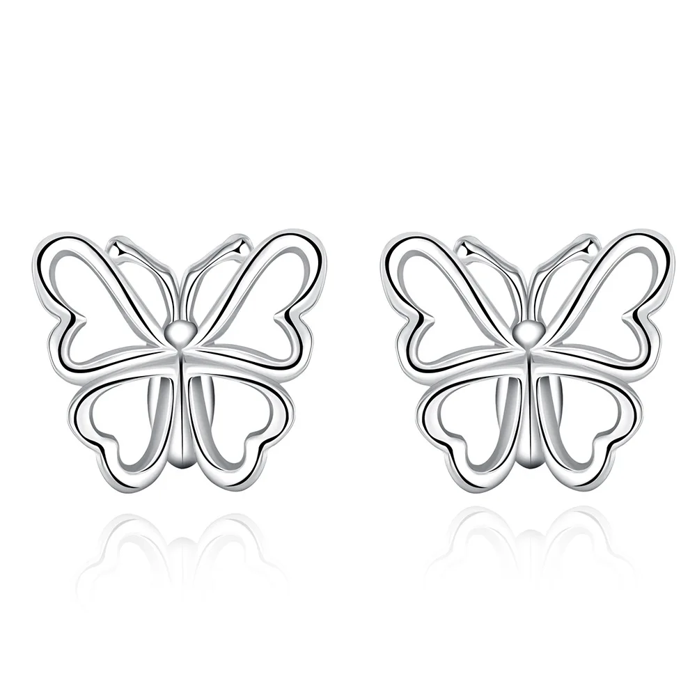 

Silver plated butterfly earrings female European and American fashion simple earrings