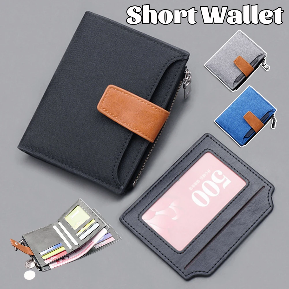 

2022 New Men's Canvas Wallet Short Card Holder Large Capacity Design for Dating