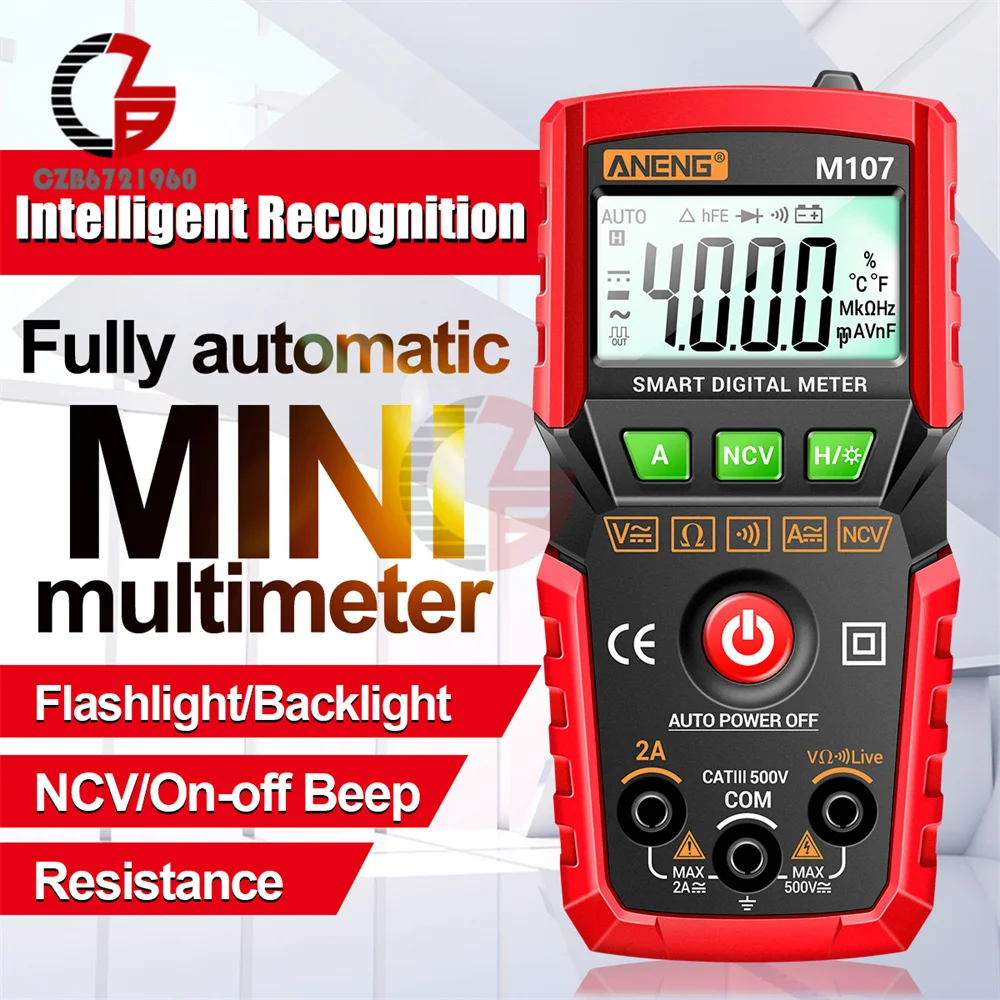 

Digital Multimeter M107 LCD Backlit Display DC AC Voltage Capacitance Ohm Diode Hz Multimetro Voltage Tester Voltmeter Ammeter