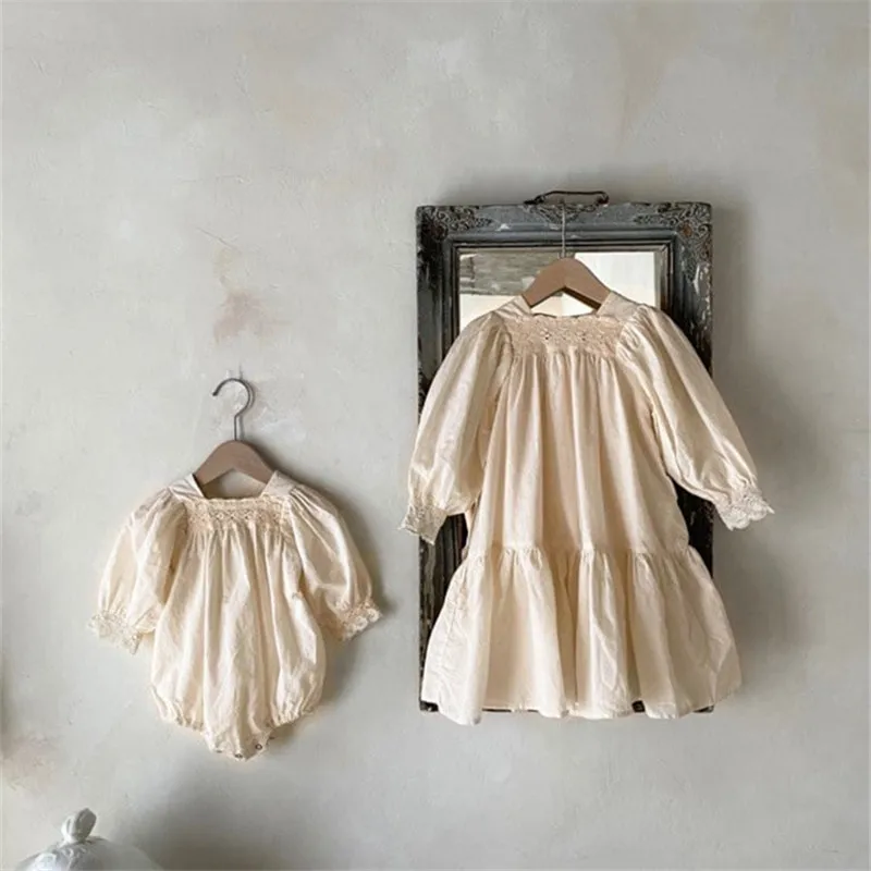 2022 Little Big Sister Clothes For Baby Girls Clothing Newborn Cotton Romper Kids Girl One Piece Dress Korean Children Outfits