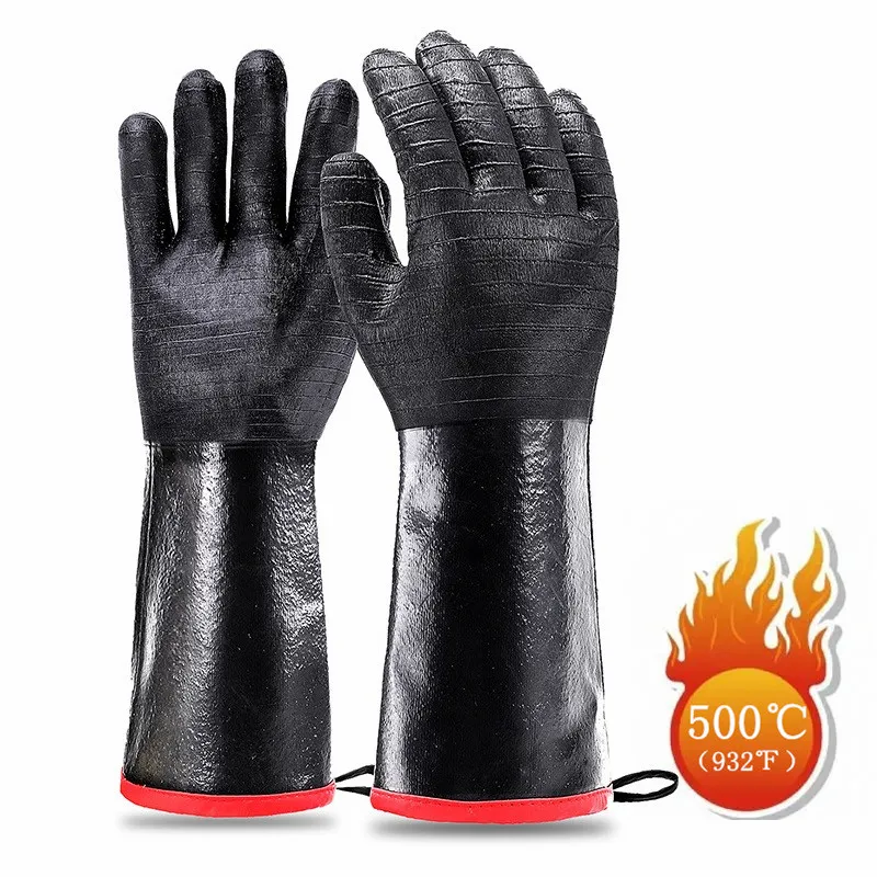 14/18inch High Heat Gloves Resistant Barbecue Oven Coating Microwave Temperature Grill Long Insulation Neoprene Oil Gloves