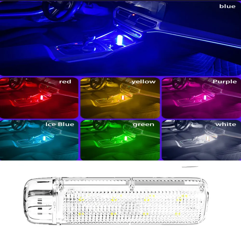 2 шт. USB светодиодные лампы для салона автомобиля декоративные атмосферные огни с
