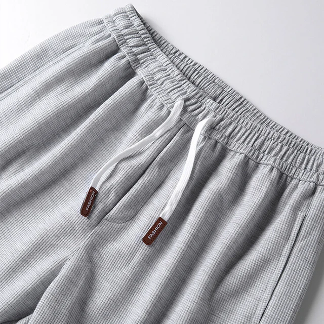 New Summer Men's Shorts Waffle Drawstring Shorts Men's Summer Ice Silk Casual Quick Drying Sports Pants Thin Style Loose Pants 5