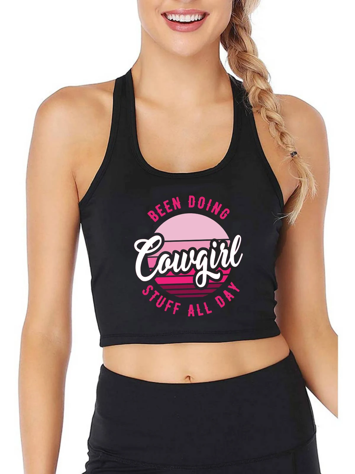 

Cowgirl Design Sexy Slim Fit Crop Top Western Cowgirl Casual Personalized Tank Tops Summer Camisole