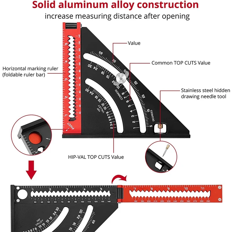 Акция! Складная треугольная квадратная линейка 6 дюймов с многофункциональной