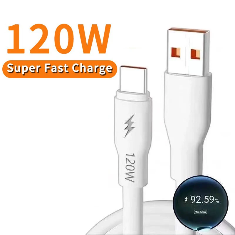 

120W Type C Cable 6A Fast Charging Wire Mobile Phone USB Type C Cable For Xiaomi redmi Samsung Andriod Type C Data Cable Cord