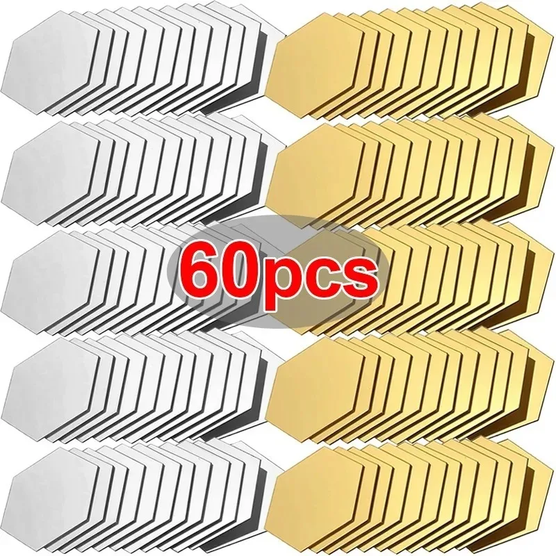 12 шт. шестигранные зеркальные наклейки на стену самоклеящиеся съемные