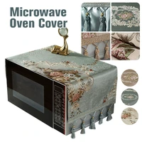 european jacquard microwave cover oven protector dust cover modern home smart kitchen accessories furniture decor with tassel