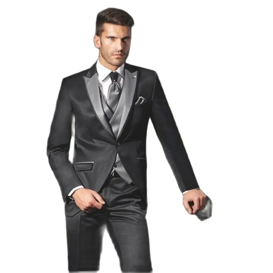 

New Classic Men’s Suit Smolking Noivo Terno Slim Fit Easculino Evening Suits For Men Groom Tuxedo Black Groomsmen Wedding/Dinner