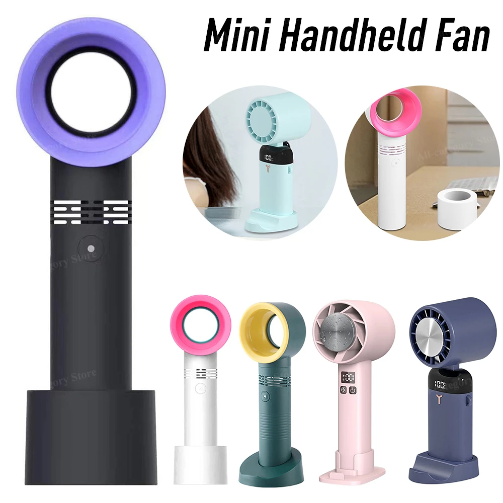 

Handheld Bladeless Fan USB Rechargeable Mini Desktop Cooling Fans Leafless Summer Electric Air Cooler for Home Outdoor