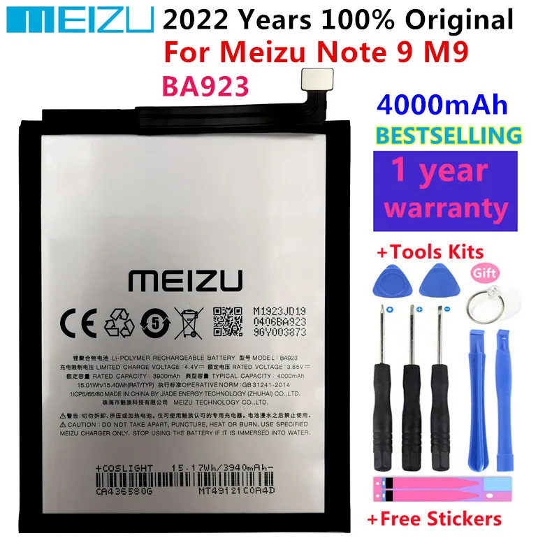 

Meizu 100% Original BA923 4000mAh New Battery For Meizu Note 9 M9 Smartphone High Quality Batteries Bateria