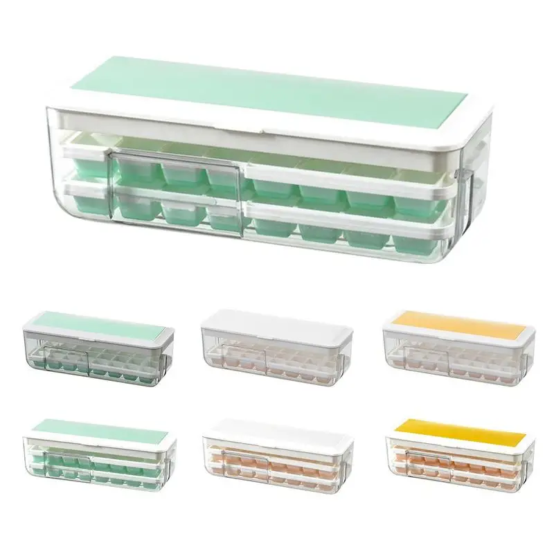 

Ice Cube Trays For Freezer 24 Grid Ice Cube Tray With Bin Ice Cube Maker Mold With Lid For Freezer Ice Cube Storage Container
