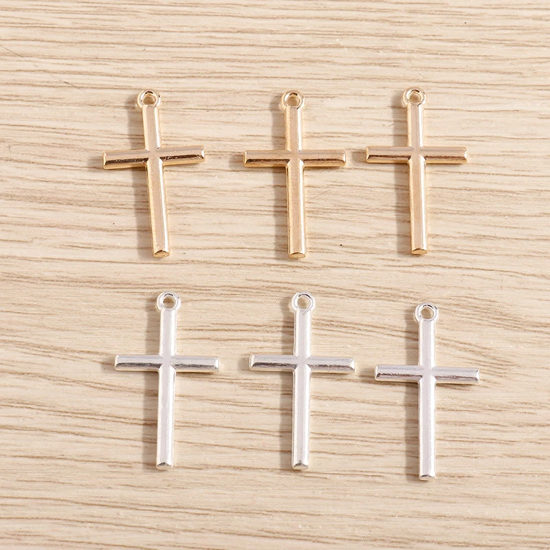 

40pcs 13x23mm 2 Colors Alloy Cross Charms for Jewelry Making DIY Drop Earrings Pendants Necklaces Handmade Keychains Crafts Gift