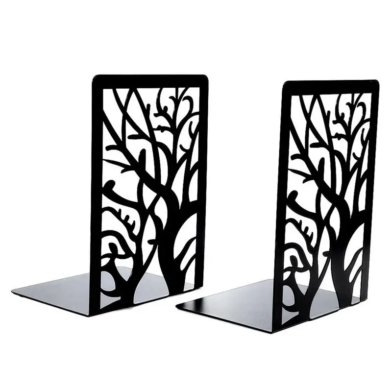 

Book Ends Heavy Duty Iron Bookends For Heavy Books Tree Shadow Book Holder Books Storage Shelf Electrophoretic Paint For Office