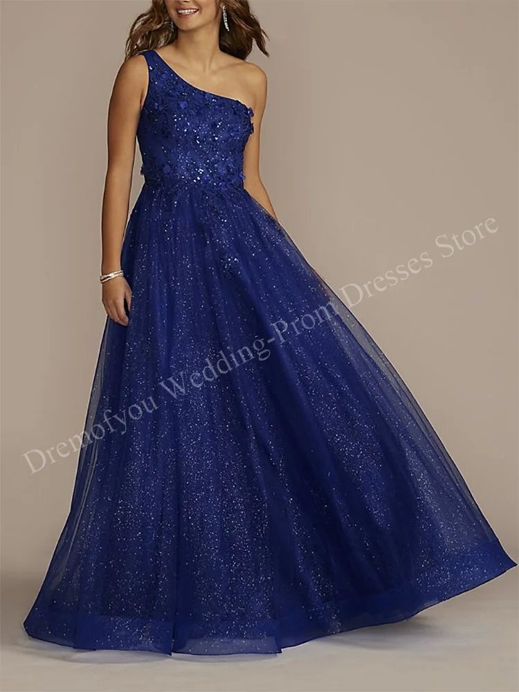 

Long Sparkle Prom Dresses for Women Sequined Appliques Floor-Length A-Line Formal Occasion Evening Party Vestido Para Mujer 2023