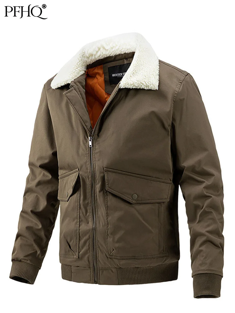 

PFHQ Men's Casual Fashion Jacket New Wool Lapel Collar Male Coat Autumn Winter High Quality Luxury Clothing Windbreaker 21Q1764