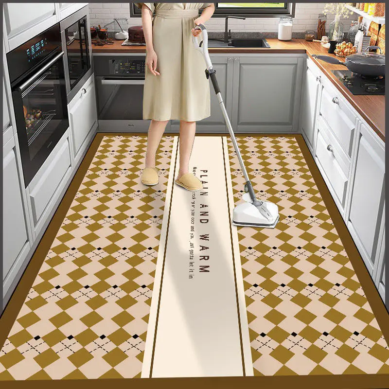 

Vintage Large Area Pvc Leather Floor Mat Home Washable Living Room Decoration Carpet Anti-fouling and Oil-proof Rug for Kitchen