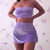 2022 summer sexy womens suit solid pink tube top bandage velour female suits new fashion party streetwear ladies clothes