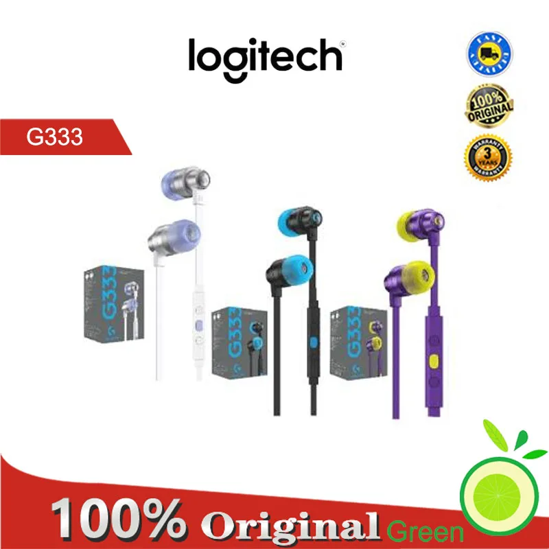 

Logitech g333-earpiece original gamer, with wire, stereo, 3.5mm, with hd microphone for laptop, pc, phone games