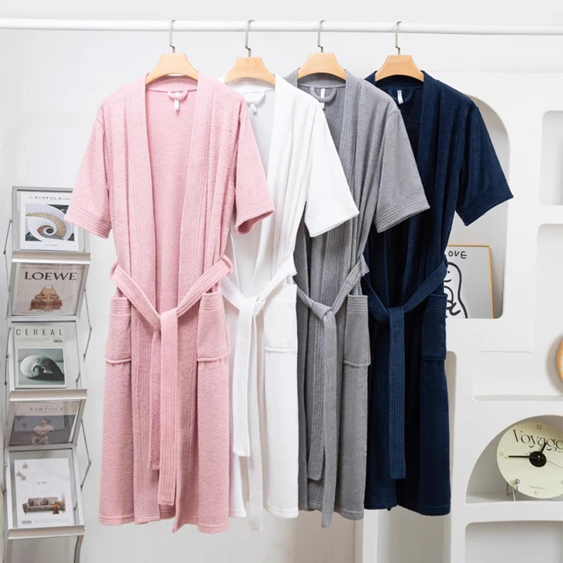 Халат из махровой микрофибры для мужчин и женщин длинное полотенце до колен