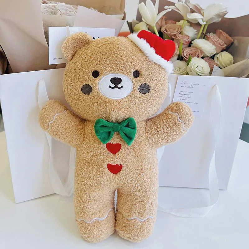 

Kawaii Пряничный медведь, плюшевые куклы, Рождественский медведь, мягкая игрушка, прекрасный Декор для комнаты, диванная подушка, рождественск...