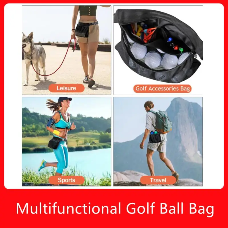 

Tennis Golf Ball Bag Multifunctional Large Capacity Zippered Pocket Pick-up Bag Storage Bag Professional Sports Gear Durable