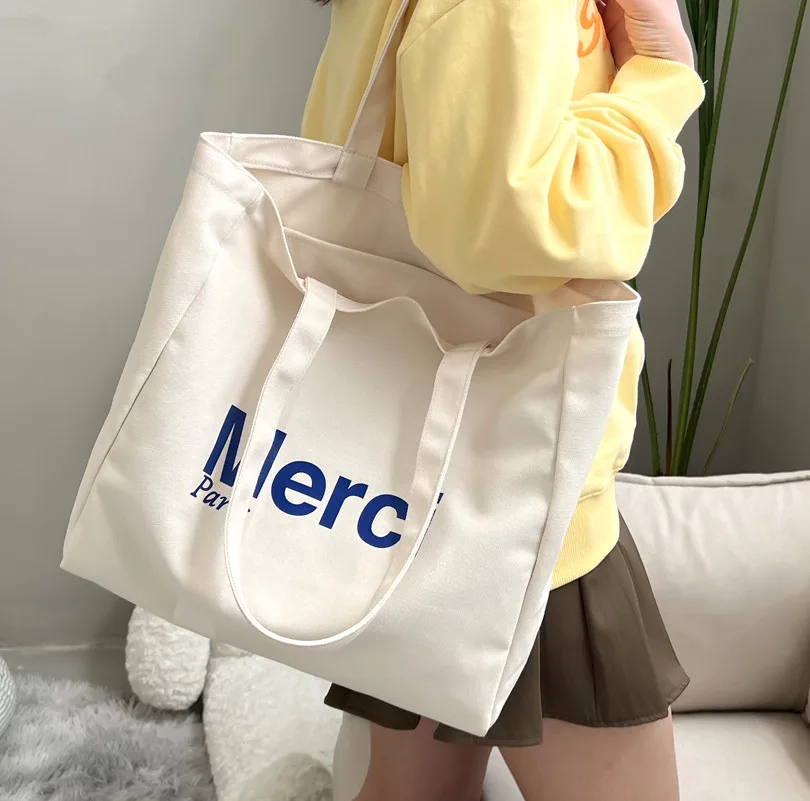 

Wild Canvas Tote Bag For Women Simple Style Handbag Designer Purses Ins Chic Shoulder Bag Big Capacity Fashion Shopping Bag 2022