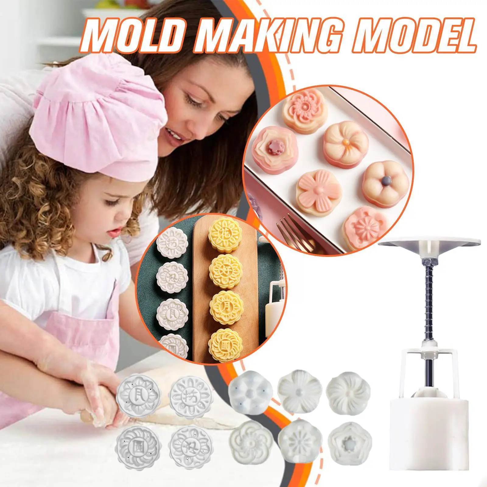 

50g Plastic Material Mooncake Mold Flower Shape Stamps Moon Cakes Moulds for Mid-Autumn Festival DIY Baking Mooncake Us N3R4