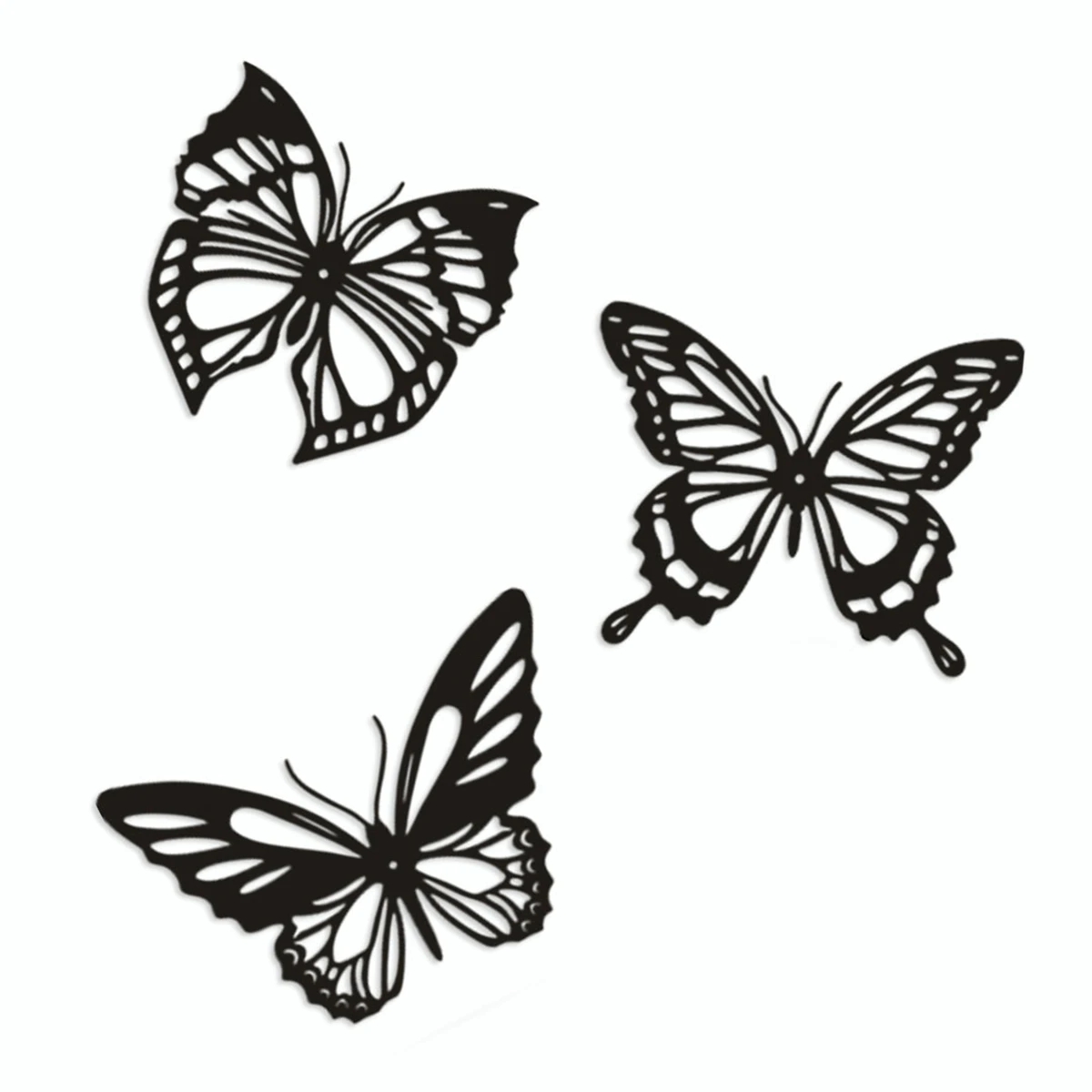 

3 Pcs Hollowed Butterfly Metal Handicraft Ornament Home Decor Accessories Living Room Decoration