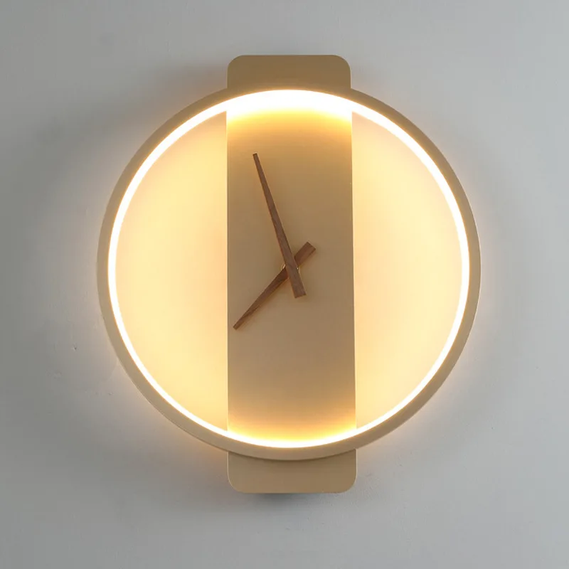 

Nordic Wall Lamp Clock Modern Living Room Wall Corridor Light Creative Wall Clock Night Light 220v Iron And Acrylic Wall Clock