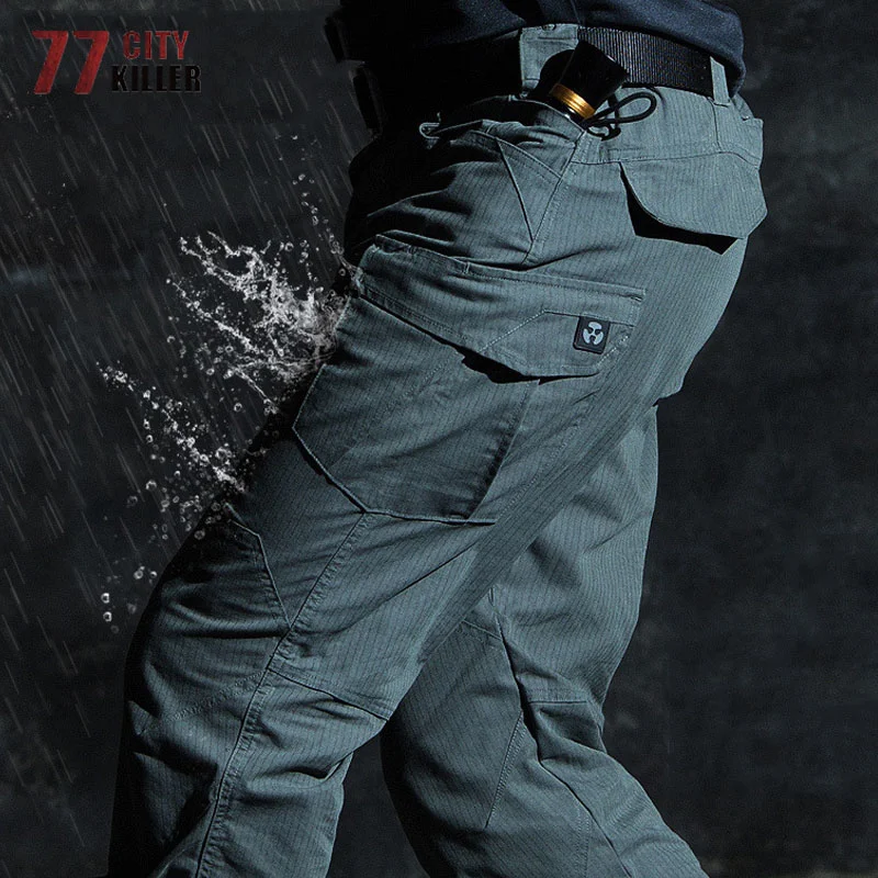 

Мужские эластичные тактические брюки, уличные городские удобные водонепроницаемые брюки с несколькими карманами, мужские повседневные штаны