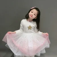 Girls' Dress Elegant Children's Super Foreign Princess Star Fluffy Mesh 2022 Spring And Autumn Ballet Dance Ball Gown For Party