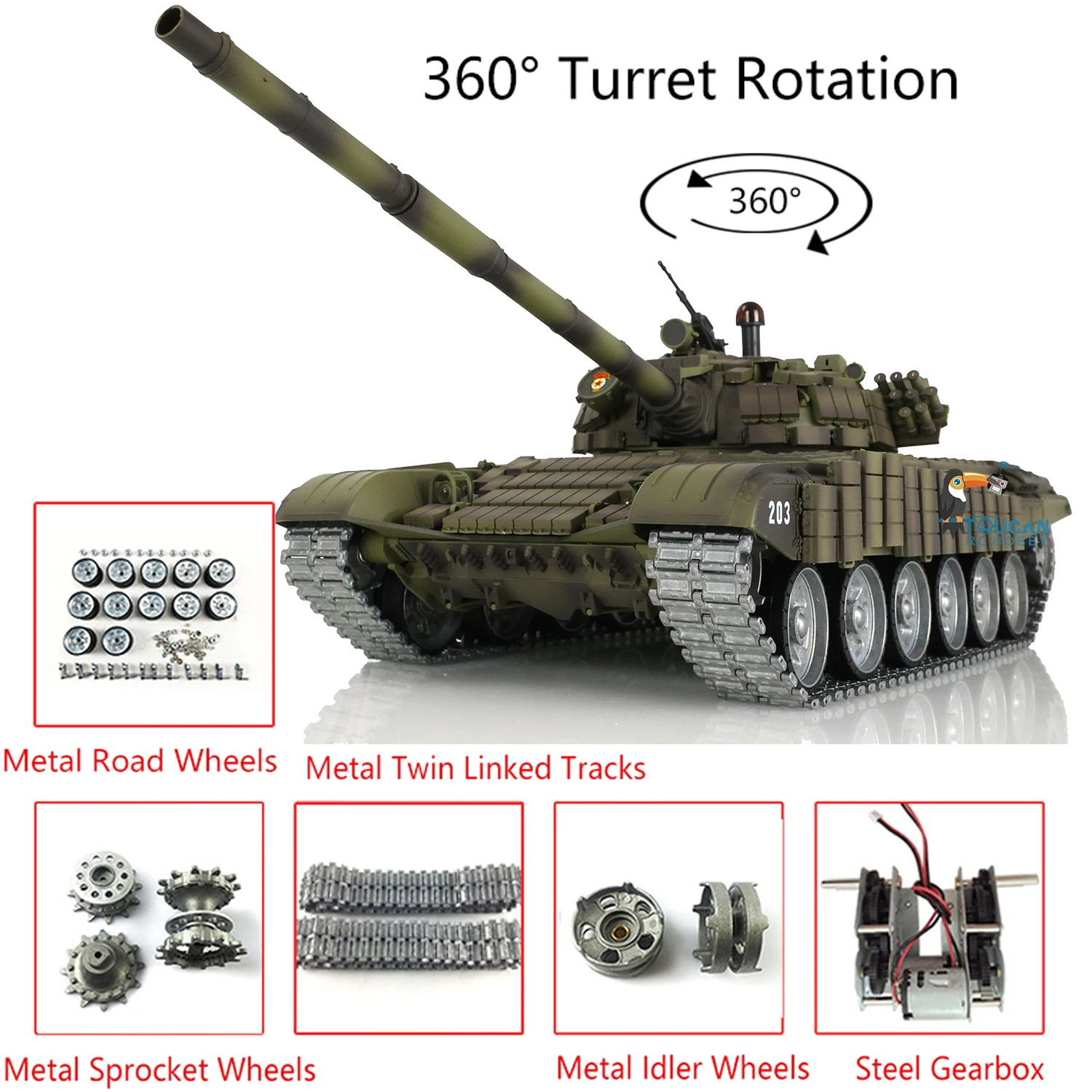1/16 Pro Heng Long Military RC Battle Tank Советский T72 TK7.0 Беспроводные электрические игрушки 360° °
