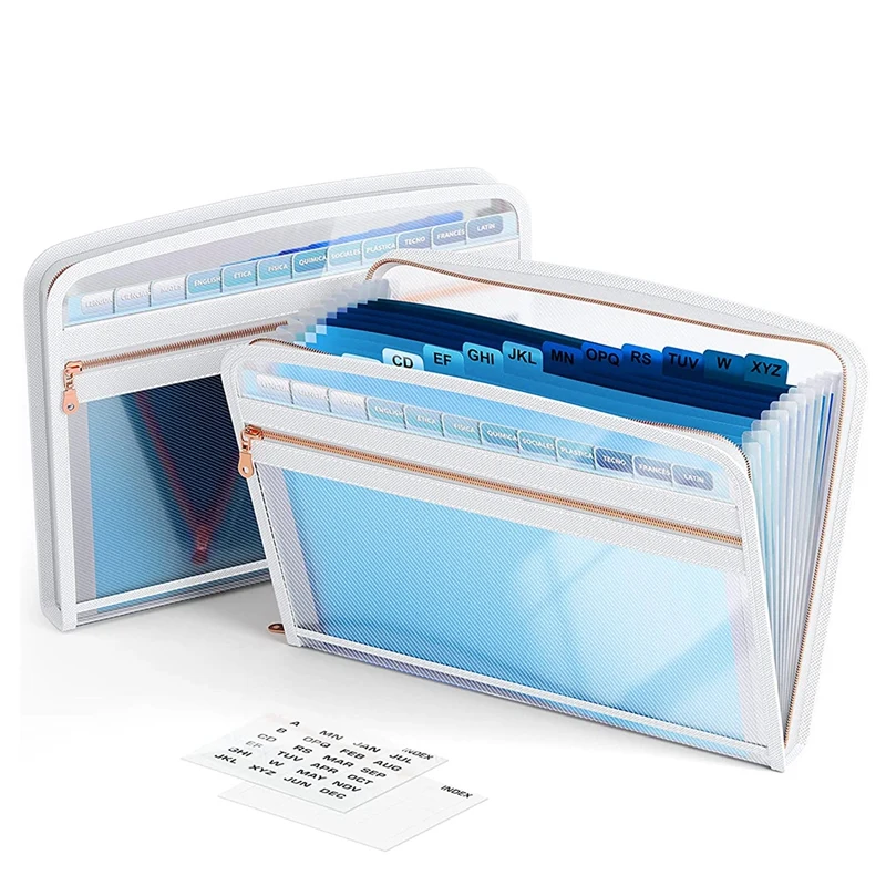 

Expansion File Folder With Zipper Closure,13Pocket Accordion Expansion File Storage Bag,With Adhesive Label For Letter