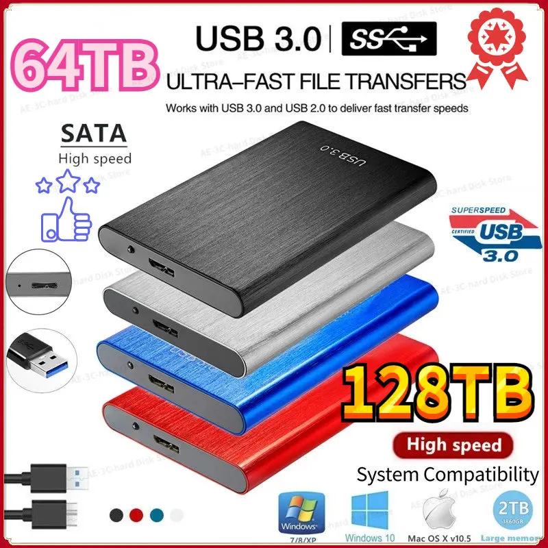 

SSD 128TB Solid State Drive 4TB 8TB Portable External Hard Drive for Laptop Storage Device USB3.0 1TB M.2 SSD Mobile Hard Drive