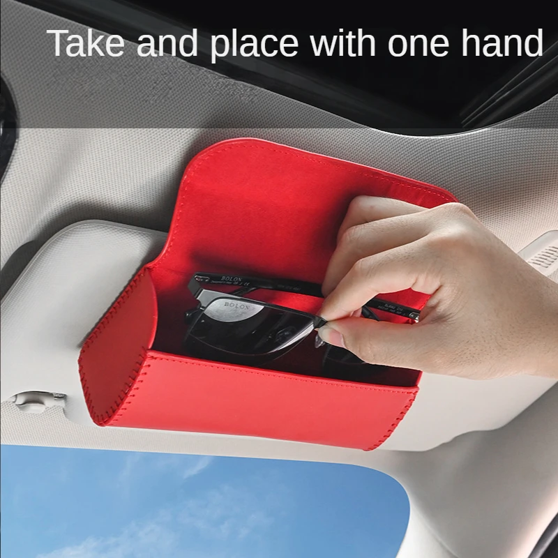 

Car Visor Sunglasses Case Clip Hanger Magnetic Fastener Sunglasses Holder PU Leather Storage Box Eyeglasses Holder Car Interior