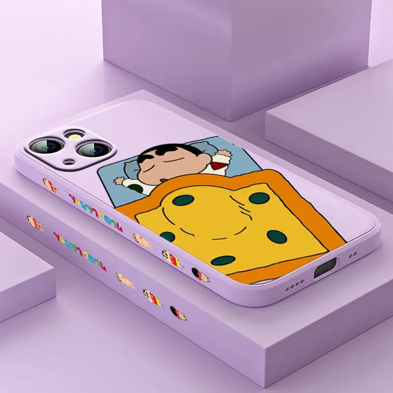 

Anime Cute Crayon Shin-chan For Apple iPhone 13 12 Mini 11 Pro XS MAX XR X 8 7 6S SE Plus Liquid Left Silicone Phone Case Coque