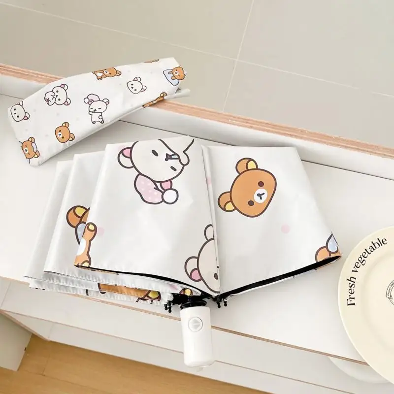 Kawaii милый зонт Rilakkuma двойного назначения дождя и света складной виниловый
