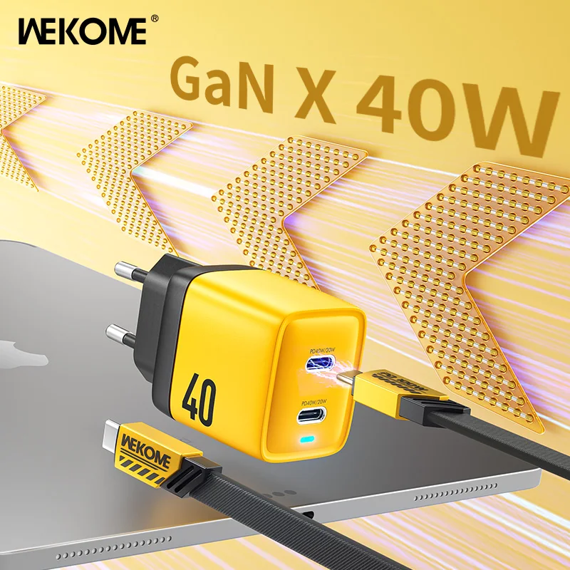 

WEKOME Charger Fast Charging Portable for Cell Phones 40W GaN PD QC3.0 Charger Type C Mecha Style for iPhone Samsung Xiaomi 13