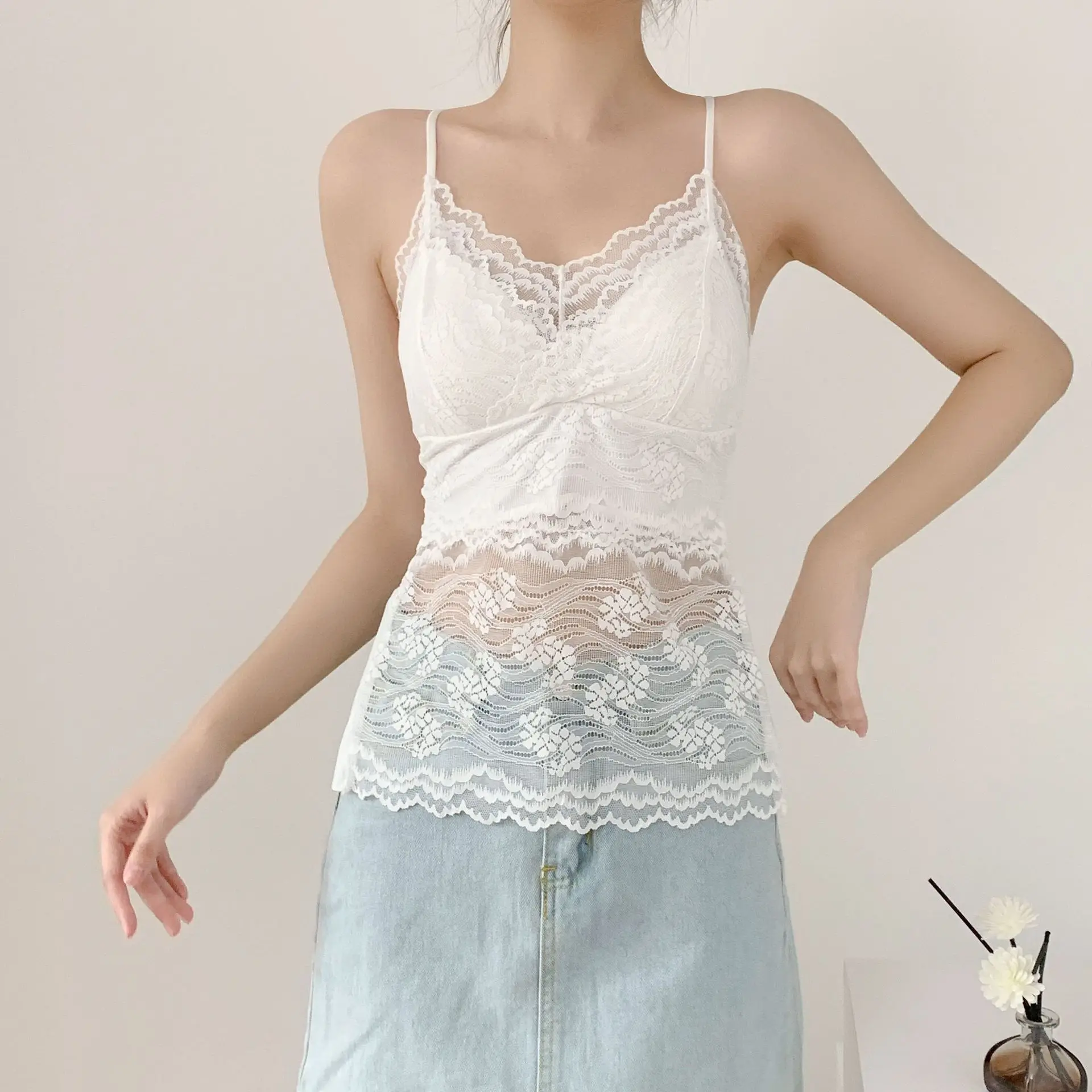 

2022 женские кружевные длинные майки, кружевное нижнее белье с подкладкой, сексуальные однотонные майки, женский жилет с открытой спиной, бюстгальтер без косточек, модные базовые Топы