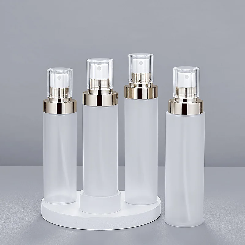 

100ml 120ml 150ml 200ml Electroplated Gold Frosted Spray Bottle Portable Pressed Spray Bottle Toner Cosmetic Perfume Bottle