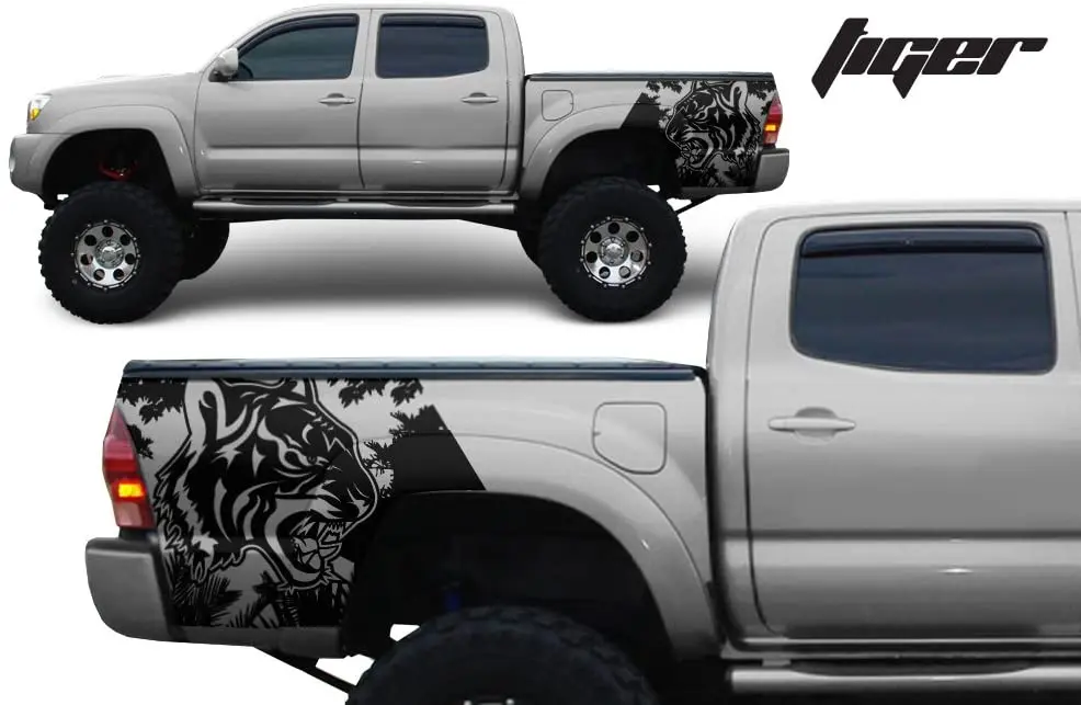 

Фабричное ремесло Тигр задняя четверть панель Графический комплект 3 м виниловая наклейка обмотка совместима с Toyota Tacoma 2005-2015 матовый черный