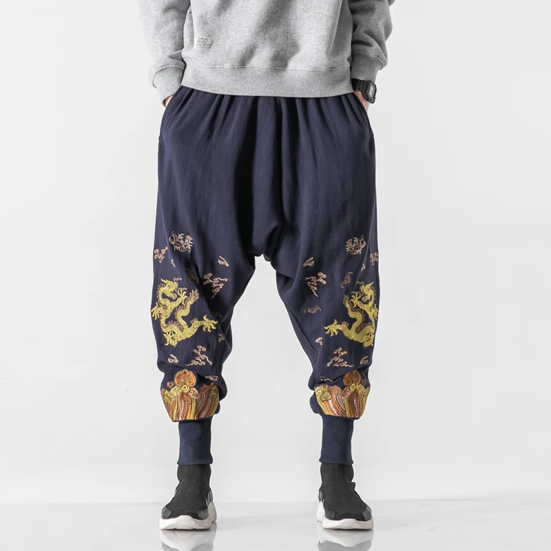 

Streetwear Harem Waist 2023 Men Pants Joggers Elastic Man Printed Casual Baggy Drop Groin