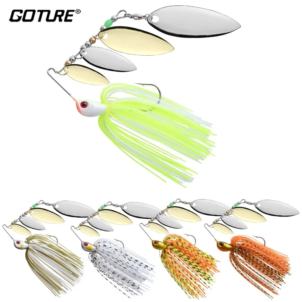 

Goture 5/10/15pcs/lot 14g Spinnerbait Fishing Lure Swimbait Metal Spoon Jig Head Silicone Wire Artifical Bait for Carp Fishing
