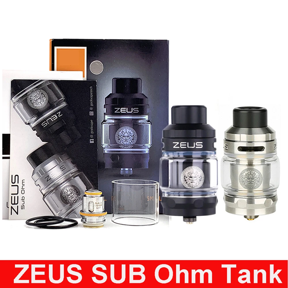 

Zeus Sub Ohm Glass Tank 5ml Capacity Atomizer Mesh Coil Z1 0.4ohm/0.2ohm For ZEUS X SUBOHM Tank Aegis Mod